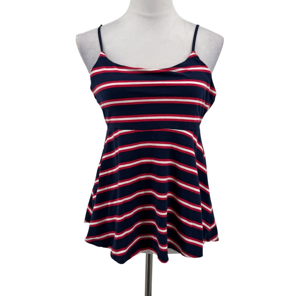 Wild Fable Camisole Tank Women XL Blue Red White Striped Cami Tie Back Nautical